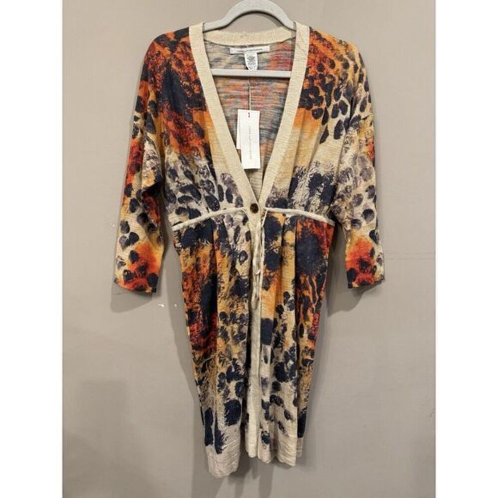 NEW Diane Von Furstenberg Colorful Animal Print Cardigan Small